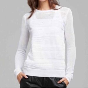 Vince White Crewneck Lightweight Knit Sweater